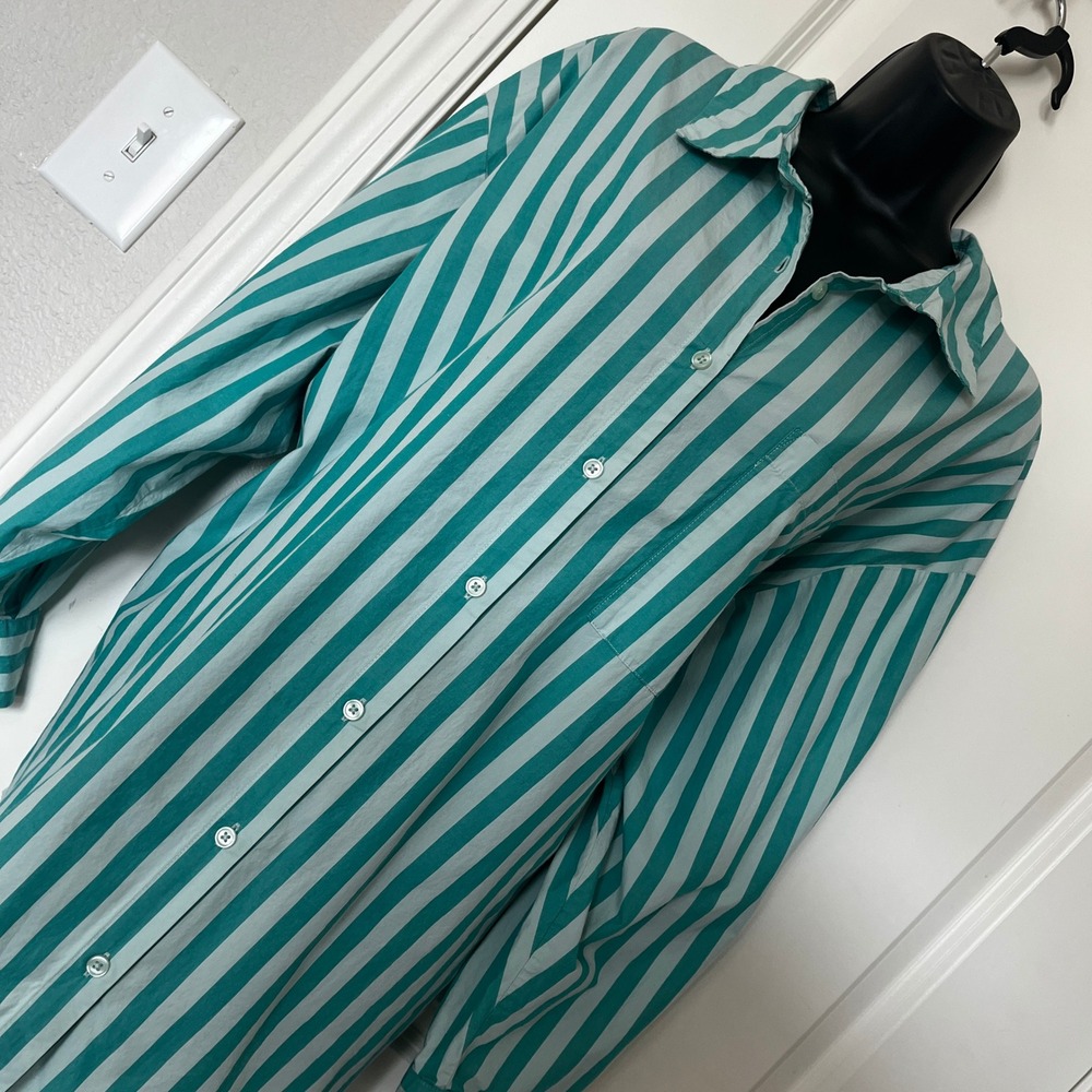 A New Day Womens 2X Striped Button Down Oversized Shirt